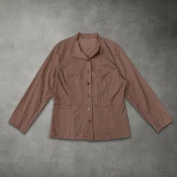 여성용 노카라 자켓 스탠드 카라 핑크 베이지 M
