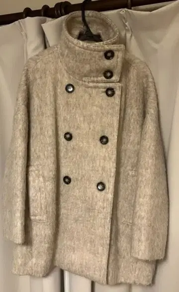 자켓 울 혼방 더블 브레스트 코트 베이지