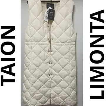 새상품 TAION x LIMONTA 퀼팅 롱 다운 베스트 V넥 화이트