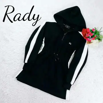 [ 새상품급 ] Rady 레이디 원피스 후디 하프 지퍼 자수 로고 블랙