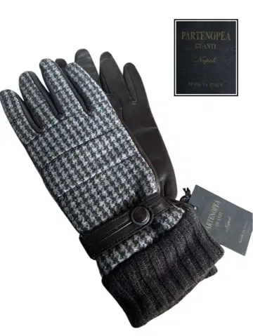 새상품 PARTENOPEA 이탈리아제 고급 양가죽 울 장갑 초코색