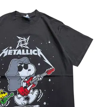 METALLICA 메탈리카 밴드 티셔츠 스누피 블랙 빅 프린트 XL