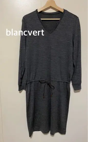 blancvert 블랑베르 그레이 V넥 긴팔 원피스 울 40