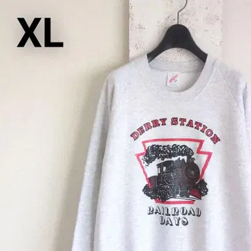 90s 구제 의류 USA제 래글런 슬리브 맨투맨 XL 그레이 증기기관차