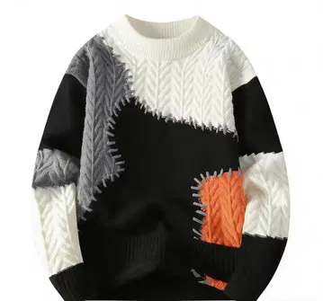 패치워크 니트 스웨터