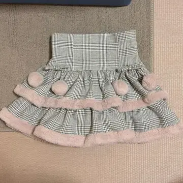 pium 퍼 포함 티어드 미니 스커트 그레이 체크