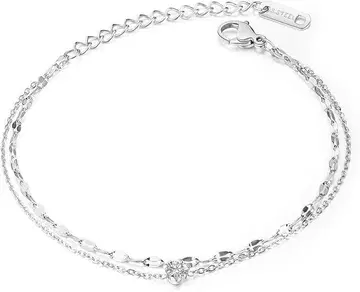 실버 썬더 발찌 여성용 착용 가능 - 더블 체인