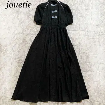 쥬에티 원피스 플레어 차이나 원피스 자카드 롱 블랙