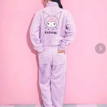 aimerfeel 산리오 쿠로미 플리스 긴팔 상하의 세트 퍼플 보라색