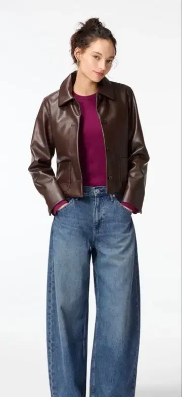 UNIQLO 배기 커브 데님 25 표준 길이