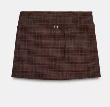 브라운 계열 체크 미니 스코트