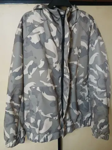 그레이 카모플라쥬 후드 부착 자켓 XL