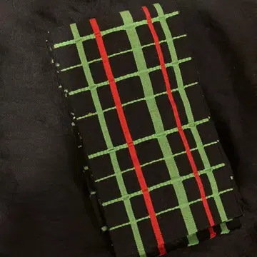 요네자와 초목 염색 격자 무늬 반폭 오비