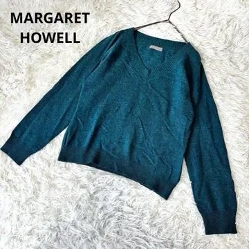 마가렛호웰 V넥 카멜 혼방 울 니트 일본제