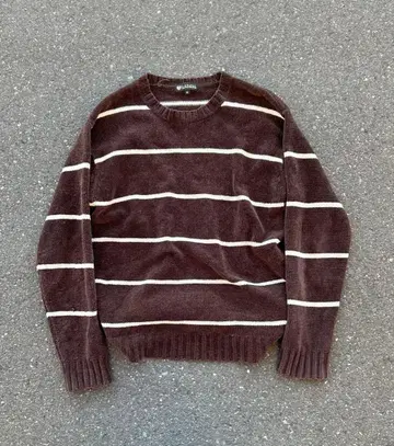 90s 00s 구제 의류 브라운 보더 니트 크루넥 스웨터