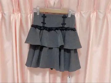 pium 티어드 프릴 도리 미니 스커트 차콜