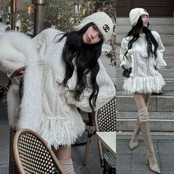 다리치 로즈 모티브 니트 튜닉