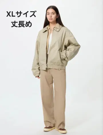 UNIQLO 유니클로 턱 와이드 팬츠 긴 길이 베이지 인심 76cm