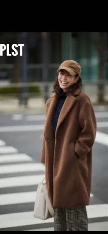 PLST 보아 코트 브라운