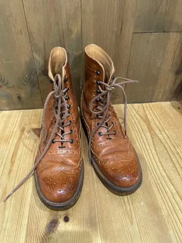 쇼세 천연 가죽 브라운 레이스업 부츠