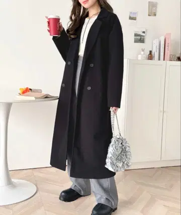 클래식 엘프 / 페이크 울 벨트 더블 체스터 코트