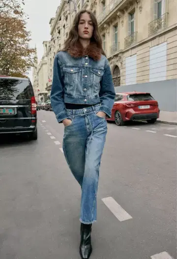 ZARA 미드 라이즈 배럴 데님 팬츠