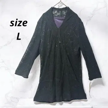 긴팔 튜닉 레이스 블랙 블랙 루즈핏 택 포함 긴 길이 (L)