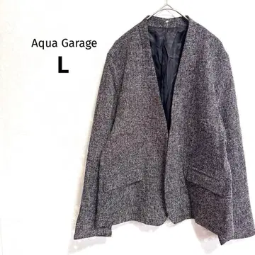 아쿠아 차고 노카라 자켓 트위드풍 긴팔 겉옷 단정함