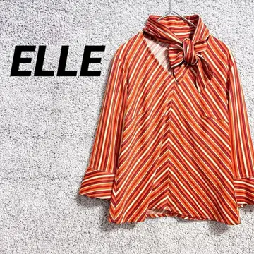 269 엘르 ELLE 7부 기장 셔츠 스트라이프 상의 블라우스 리본