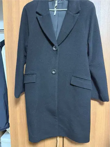 블랙 체스터 코트 울 혼방 일본제