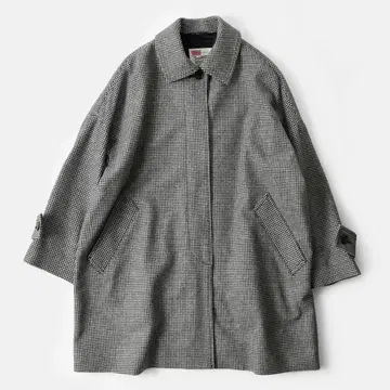 트래디셔널 웨더웨어 라이트 멜톤 체크 울 코트