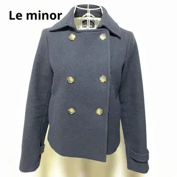 Le minor 더블 브레스트 피 코트 네이비 38