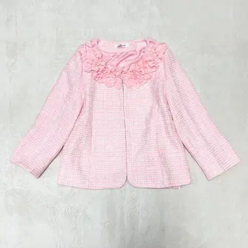 갤러리 비스콘티 프릴 장식 트위드 노카라 자켓 3