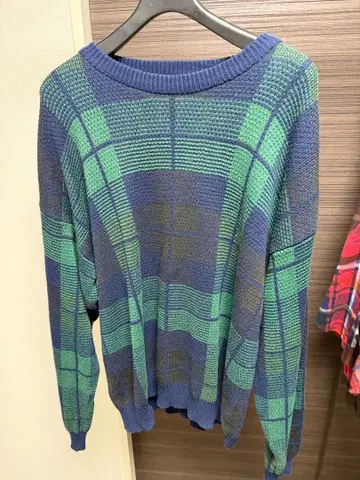 Eddie Bauer 체크 무늬 니트 스웨터 XL