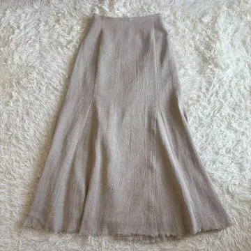 윔 가젯 하프 린넨 플레어 스커트 베이지 36 사이즈