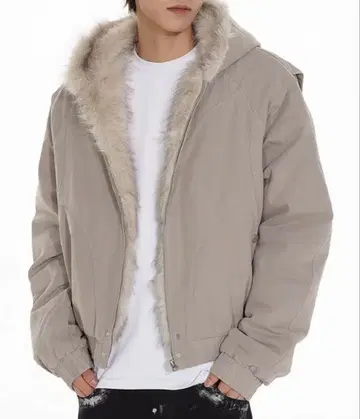 후드 퍼 자켓 화이트