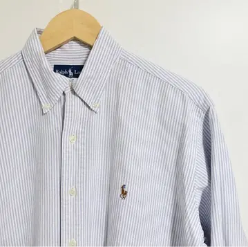 수입 랄프 로렌 셔츠 남성용 블루 스트라이프 L XL 상당