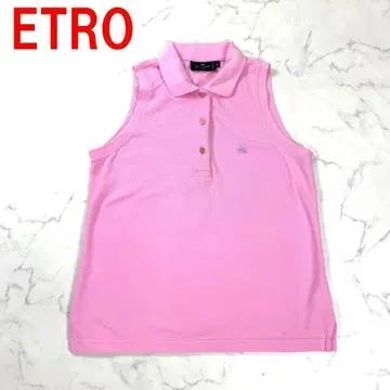 A4260 에트로 슬리브리스 피케 셔츠 면 원포인트 자수 핑크 XL