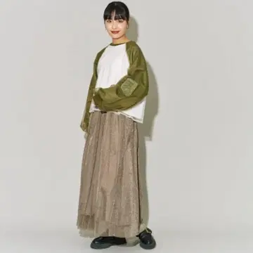 t셔츠 튤 레이어드 MA-1 슬리브 풀오버 여성용