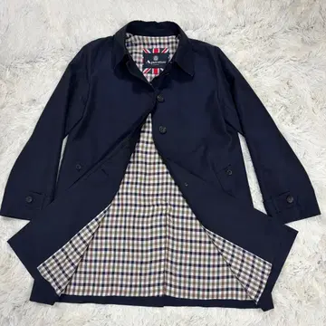 아쿠아 스큐텀 스텐카라 코트 네이비 일본제 체크 안감 미들 기장