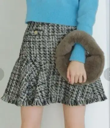 LILY BROWN 프린지 트위드 미니 스커트