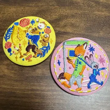 [2개 세트] 디즈니 자수 캔뱃지 비스킷 2