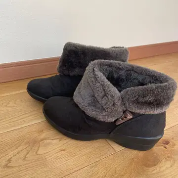 블랙 스웨이드 퍼 내부 부츠