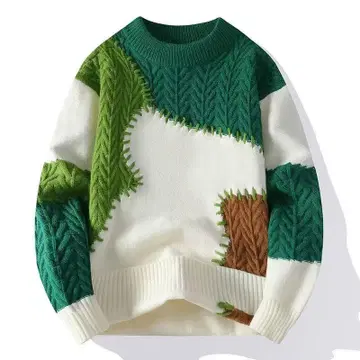 나뭇잎 무늬 니트 스웨터