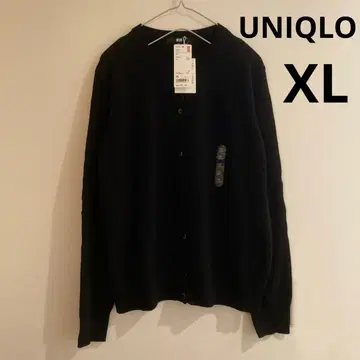 새상품 유니클로 캐시미어 100% 크루넥 가디건 XL 블랙