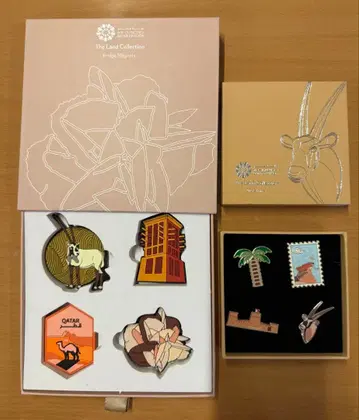 간사이 만박 카타르 파빌리온 핀 배지, 마그넷 세트 미사용 새상품