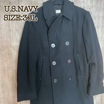 U.S.NAVY 미군 해군 P 코트 울 코트 블랙 36L