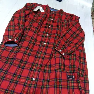 카이세이도 빨간색 체크 무늬 롱 원피스