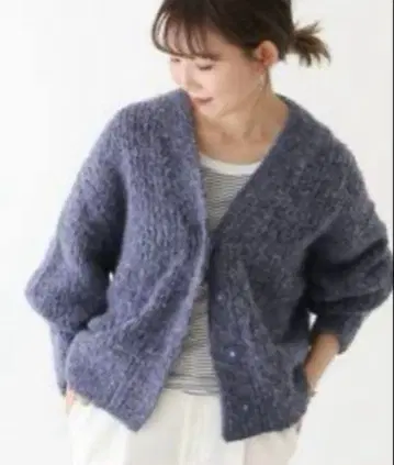 새상품 스픽 앤 스팬 알파카 믹스 오버 가디건