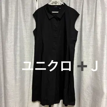 유니클로 J 프렌치 소매 블랙 롱 원피스